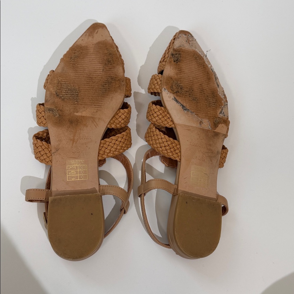 Anthropologie Angel Alarcon Fisherman Flats Tan Size 38 7 - Picture 7 of 9